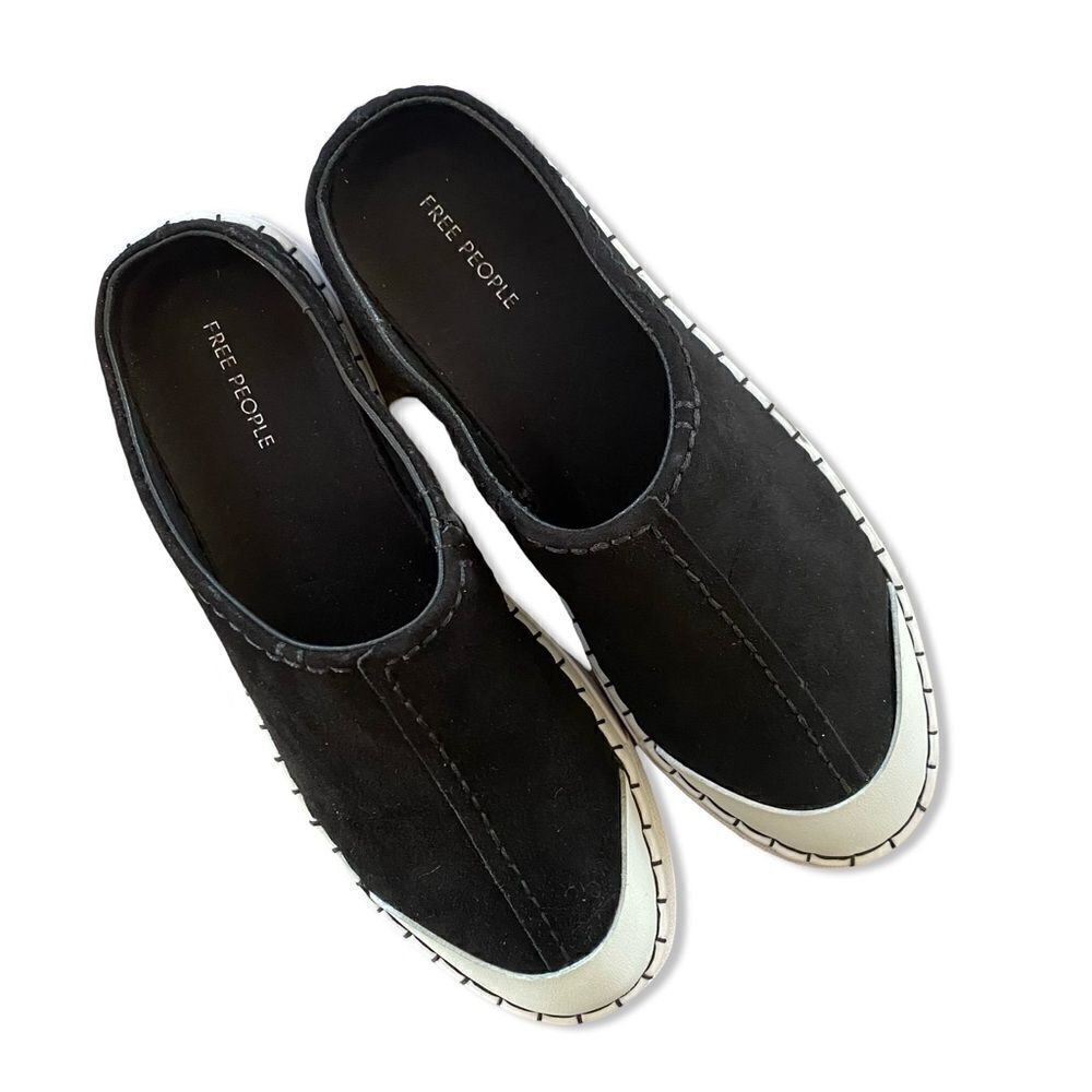 NEW Free People Juno slip on sneakers slides shoes black white NIB 9.5